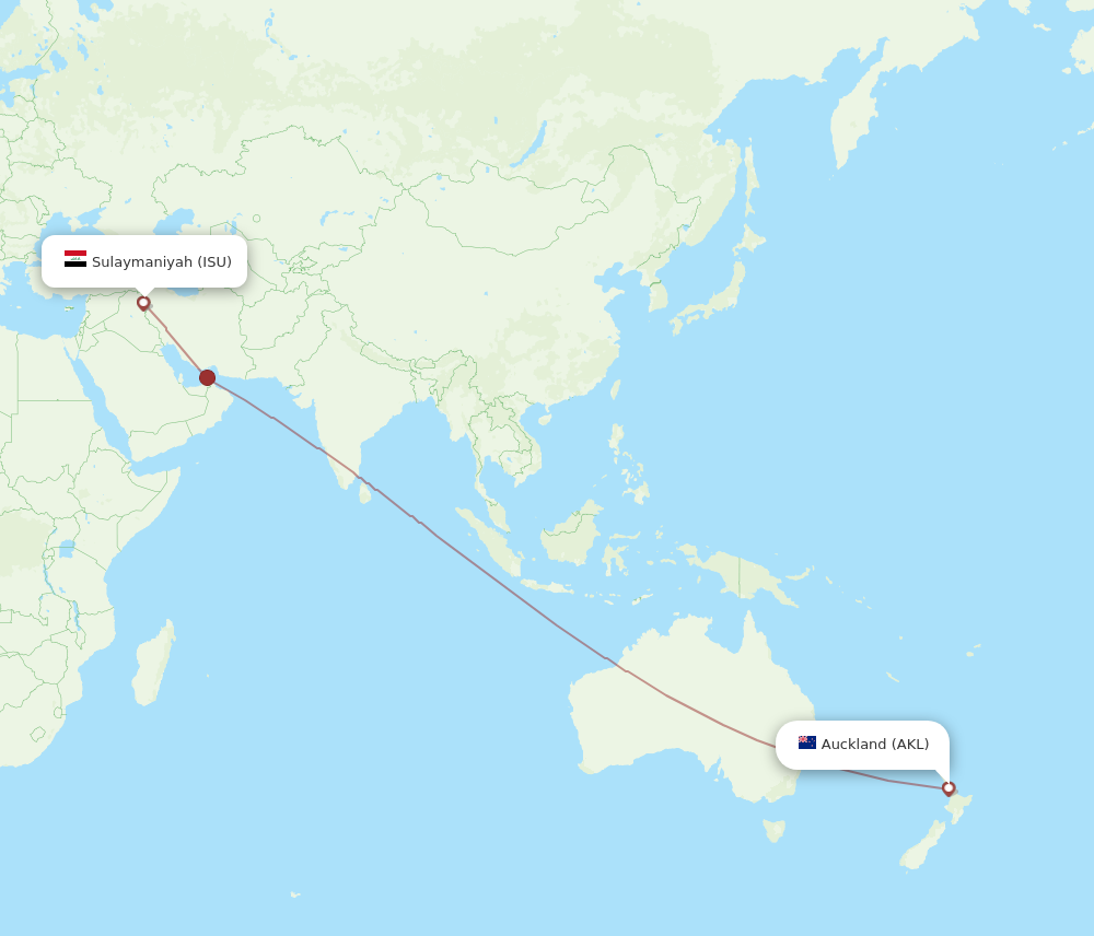 Flights From Sulaimaniyah To Auckland Isu To Akl Flight Routes