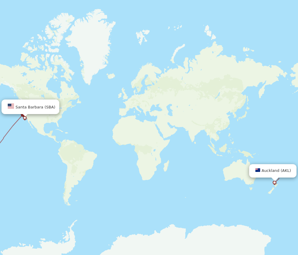 Flights From Auckland To Santa Barbara AKL To SBA Flight Routes