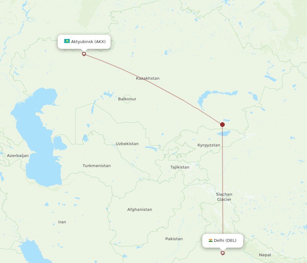 All Flight Routes From Aktobe To Delhi Akx To Del Flight Routes