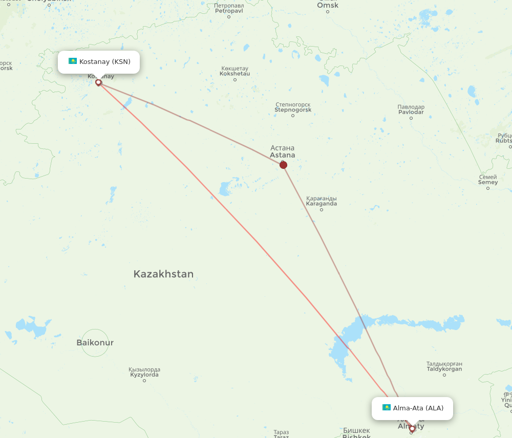 Flights From Almaty To Kostanay ALA To KSN Flight Routes