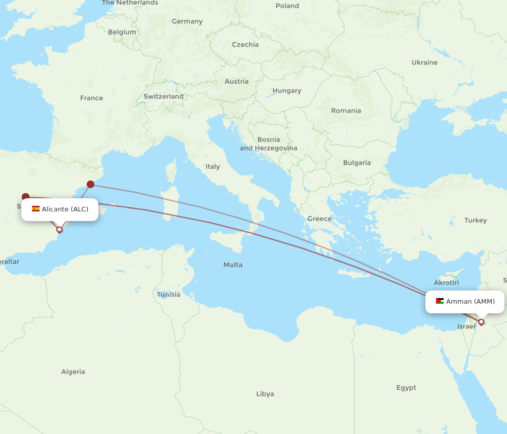 All Flight Routes From Alicante To Amman Alc To Amm Flight Routes