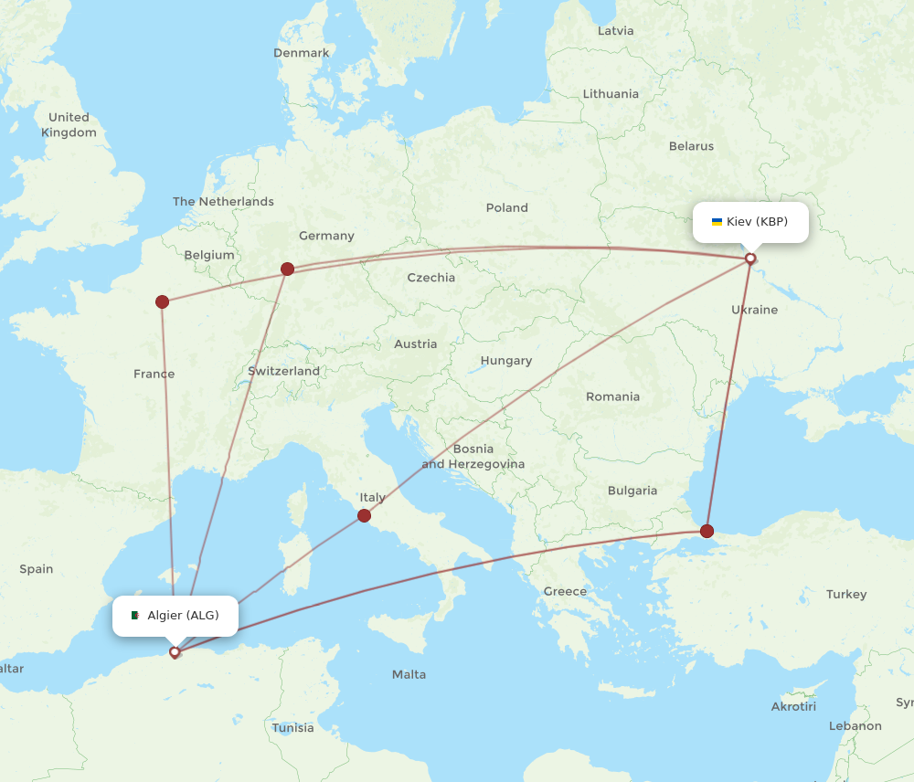 Flights From Algiers To Kiev Kyiv Alg To Kbp Flight Routes