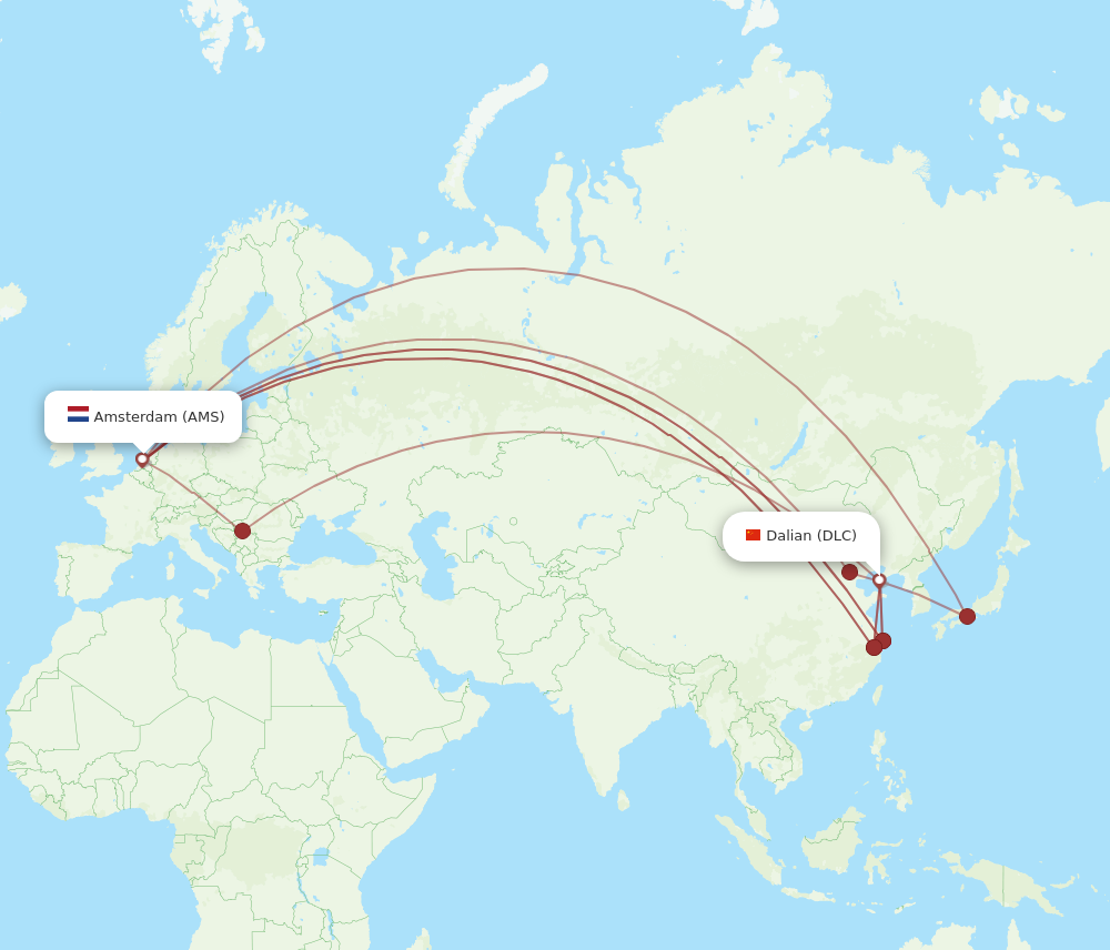 All Flight Routes From Amsterdam To Dalian AMS To DLC Flight Routes