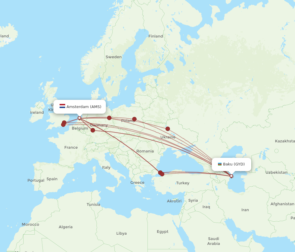 All Flight Routes From Amsterdam To Baku Ams To Gyd Flight Routes