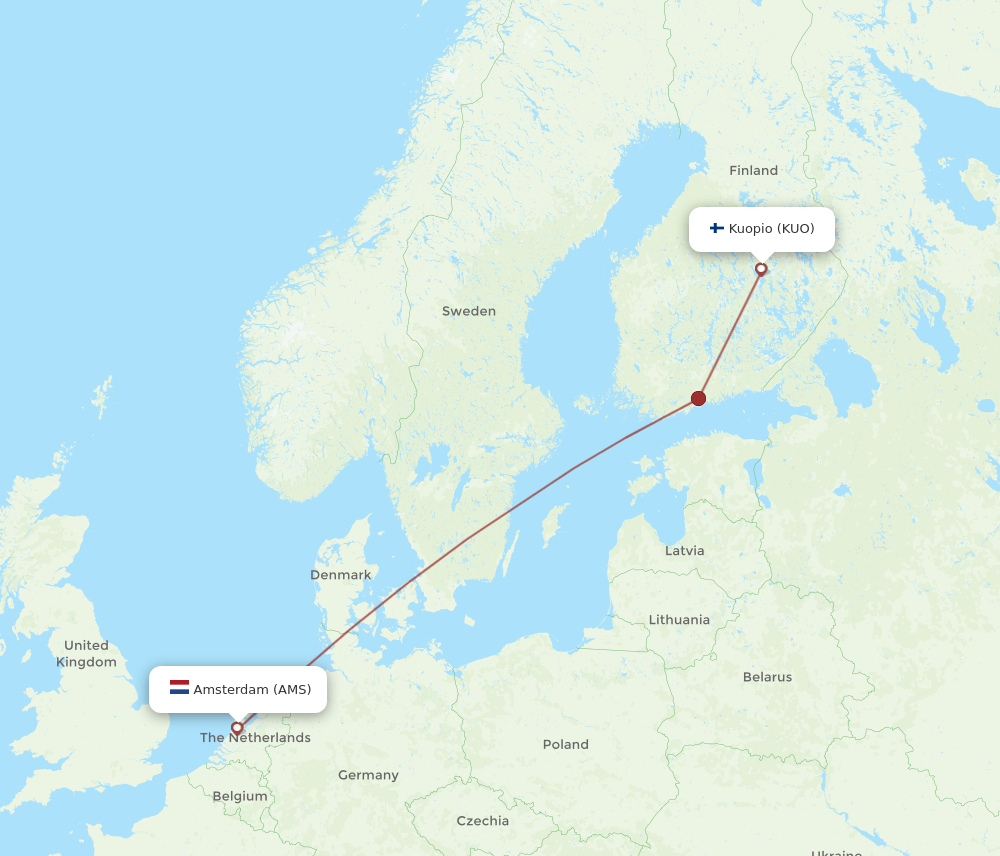 All Flight Routes From Amsterdam To Kuopio Ams To Kuo Flight Routes