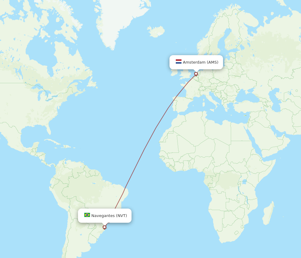 All Flight Routes From Amsterdam To Navegantes Ams To Nvt Flight Routes