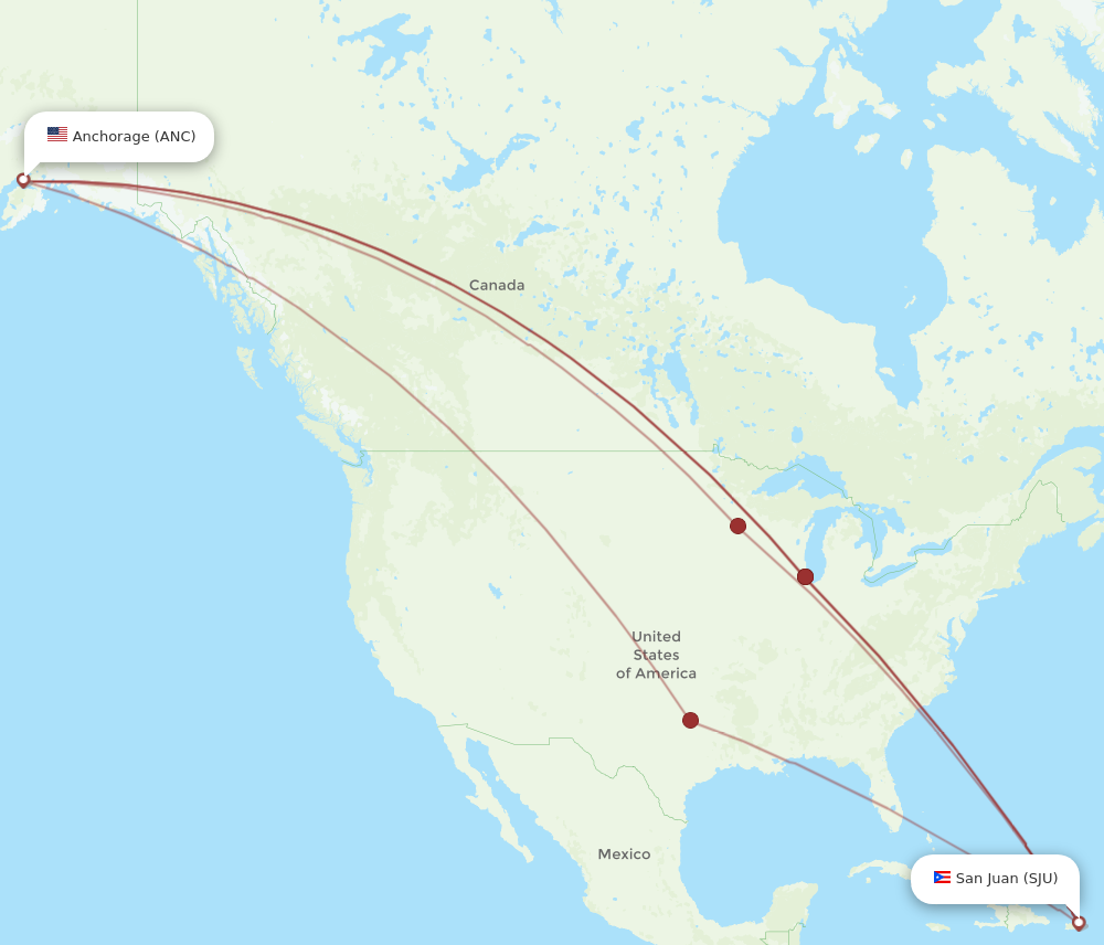 Flights From Anchorage To San Juan Anc To Sju Flight Routes