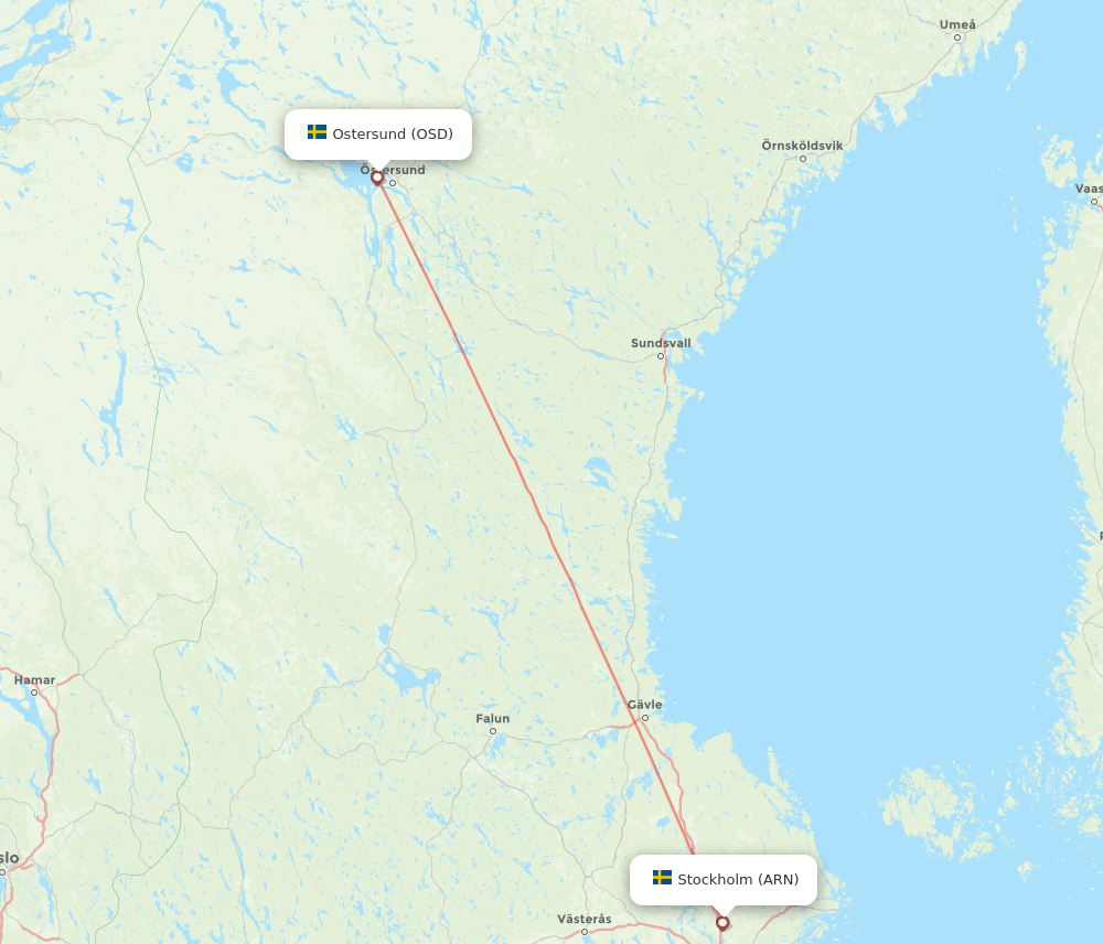 All Flight Routes From Stockholm To Ostersund ARN To OSD Flight Routes