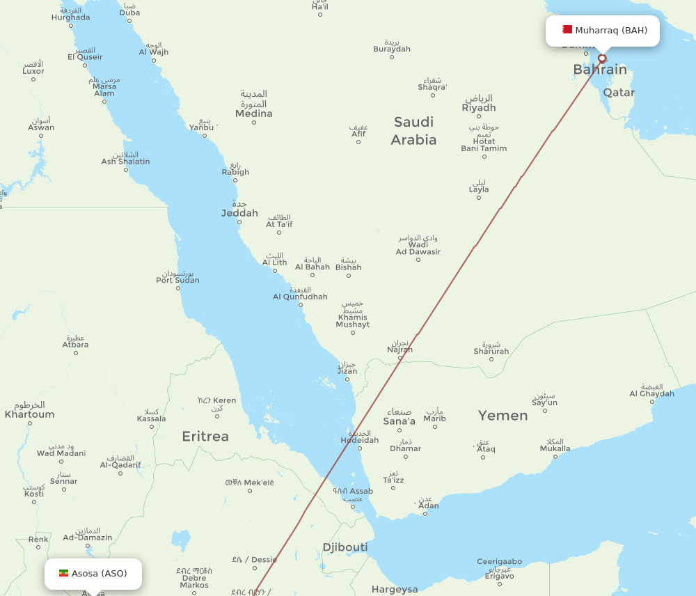 Flights From Asosa To Bahrain ASO To BAH Flight Routes