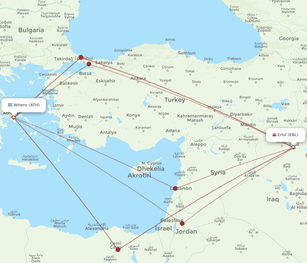 Flights From Athens To Erbil Ath To Ebl Flight Routes