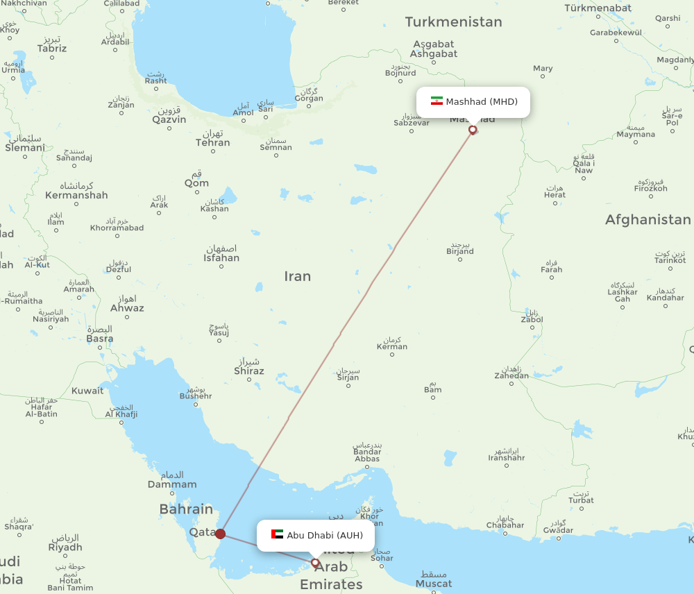 Flights From Abu Dhabi To Mashad Auh To Mhd Flight Routes