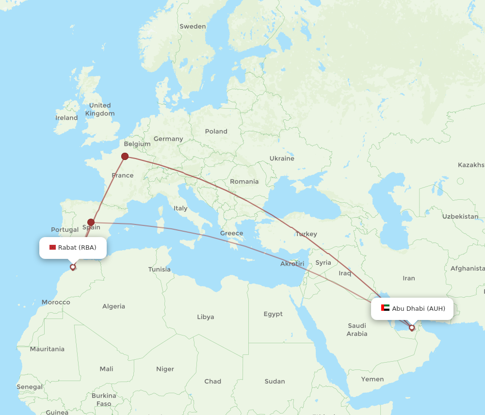 All Flight Routes From Abu Dhabi To Rabat AUH To RBA Flight Routes