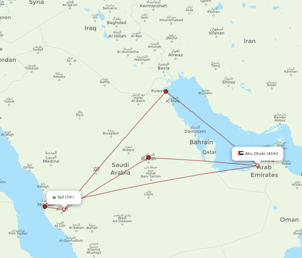 All Flight Routes From Abu Dhabi To Taif Auh To Tif Flight Routes