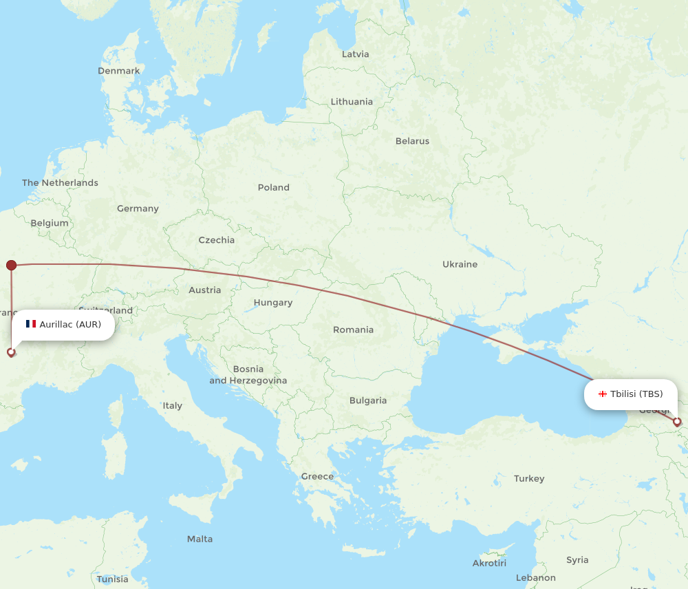 All Flight Routes From Tbilisi To Aurillac Tbs To Aur Flight Routes