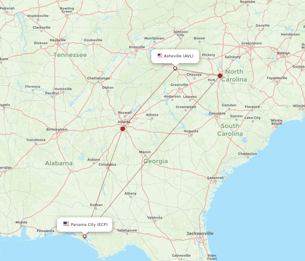 Flights From Asheville To Panama City Avl To Ecp Flight Routes