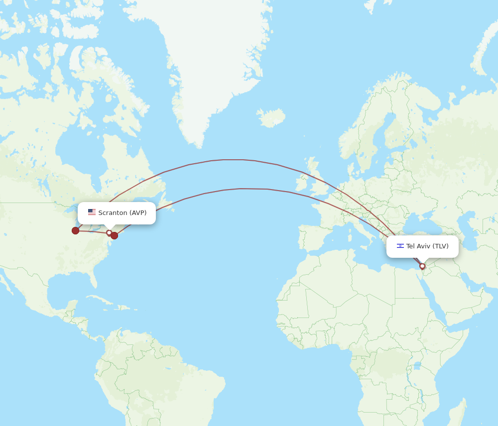 Flights From Wilkes Barre To Tel Aviv Yafo AVP To TLV Flight Routes