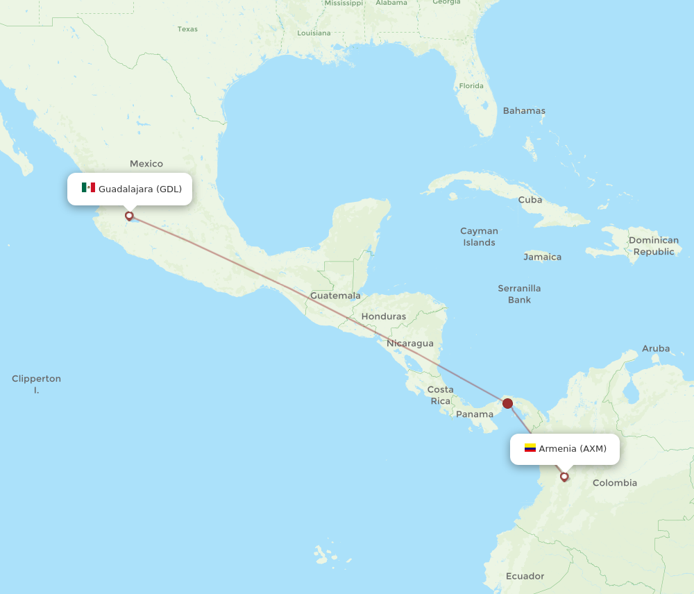 All Flight Routes From Armenia To Guadalajara AXM To GDL Flight Routes