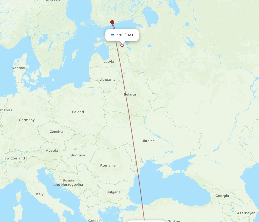 All Flight Routes From Antalya To Tartu AYT To TAY Flight Routes