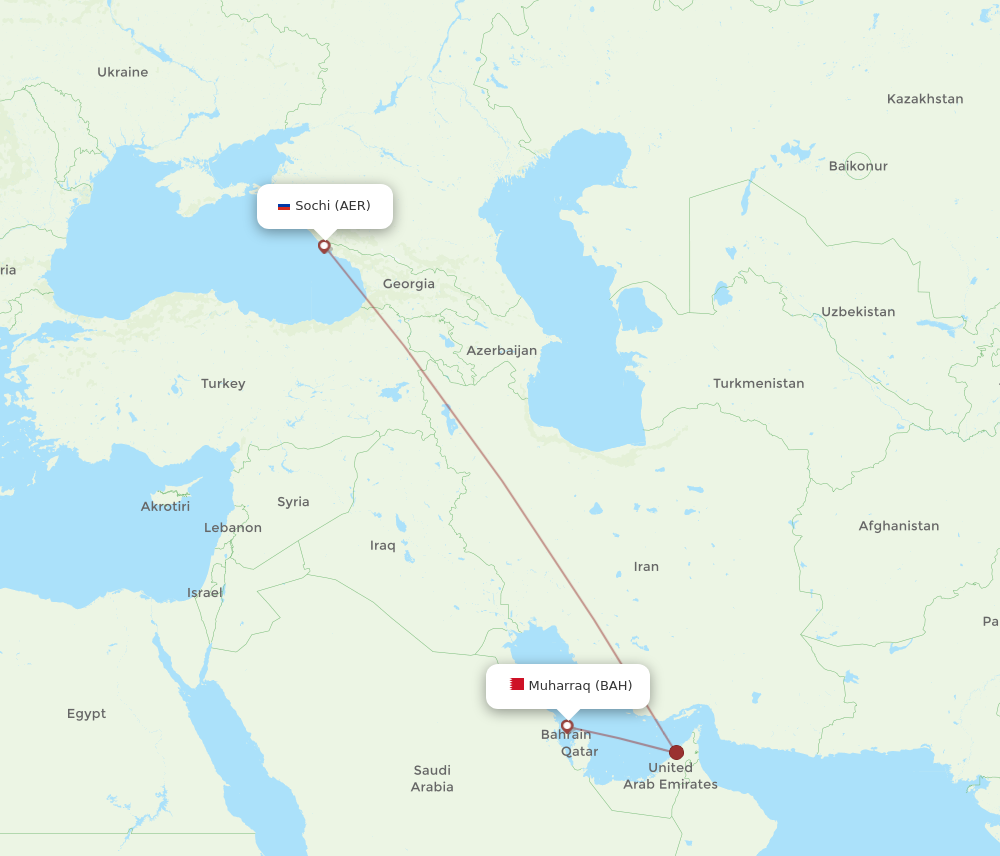 All Flight Routes From Bahrain To Adler Sochi Bah To Aer Flight Routes