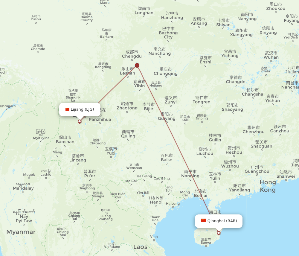 Flights From Qionghai To Lijiang Bar To Ljg Flight Routes