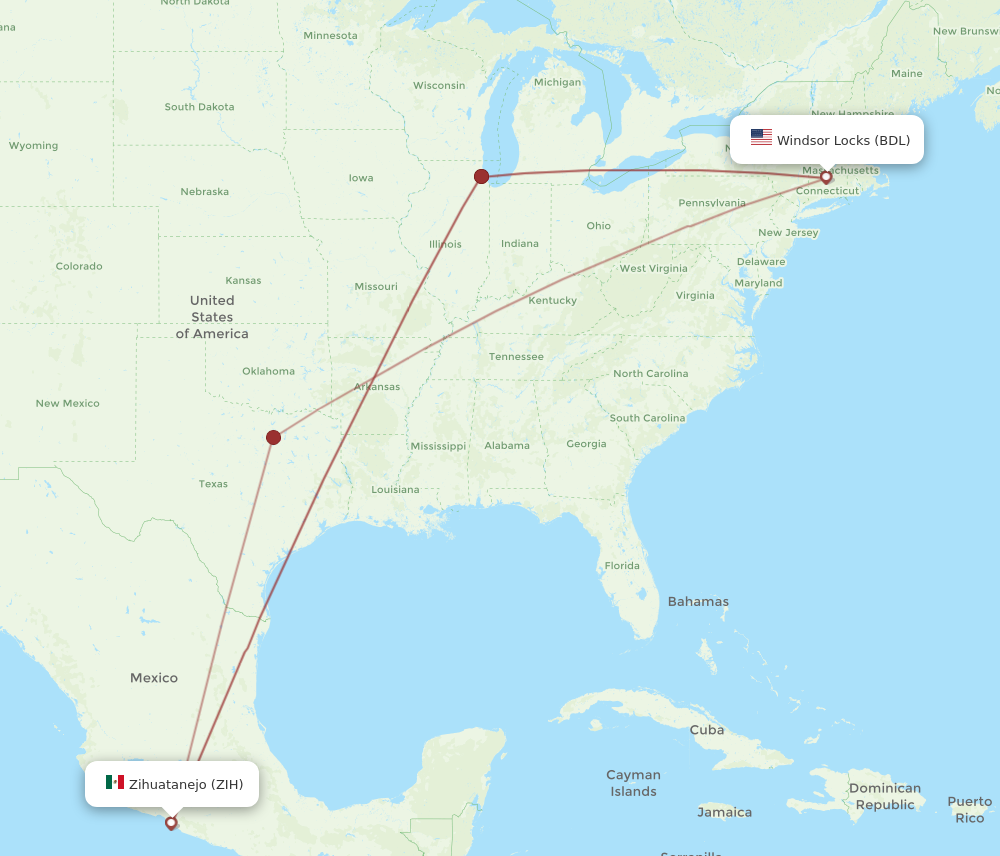 All Flight Routes From Hartford To Ixtapa Zihuatanejo Bdl To Zih