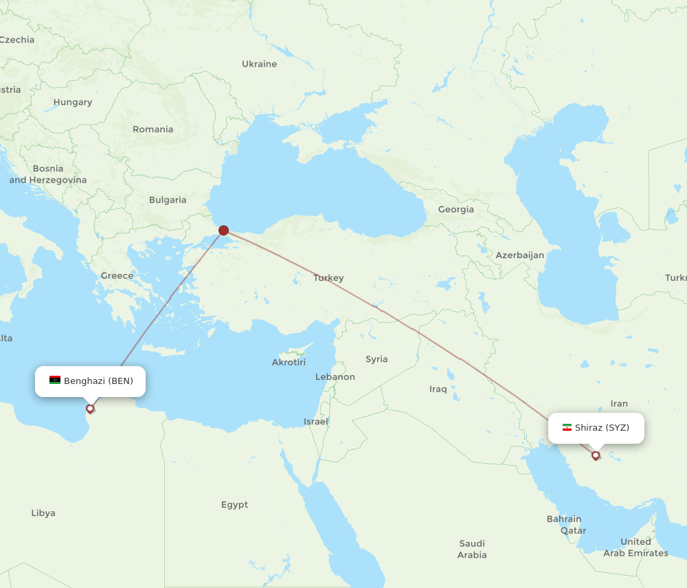 Flights From Benghazi To Shiraz BEN To SYZ Flight Routes