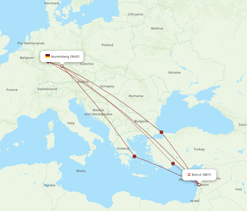 Flights From Beirut To Nuremberg BEY To NUE Flight Routes