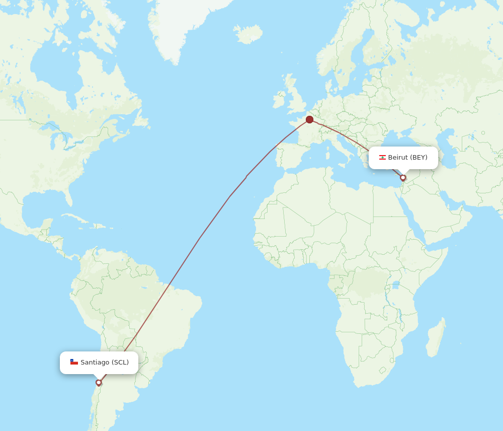 Flights From Beirut To Santiago Bey To Scl Flight Routes