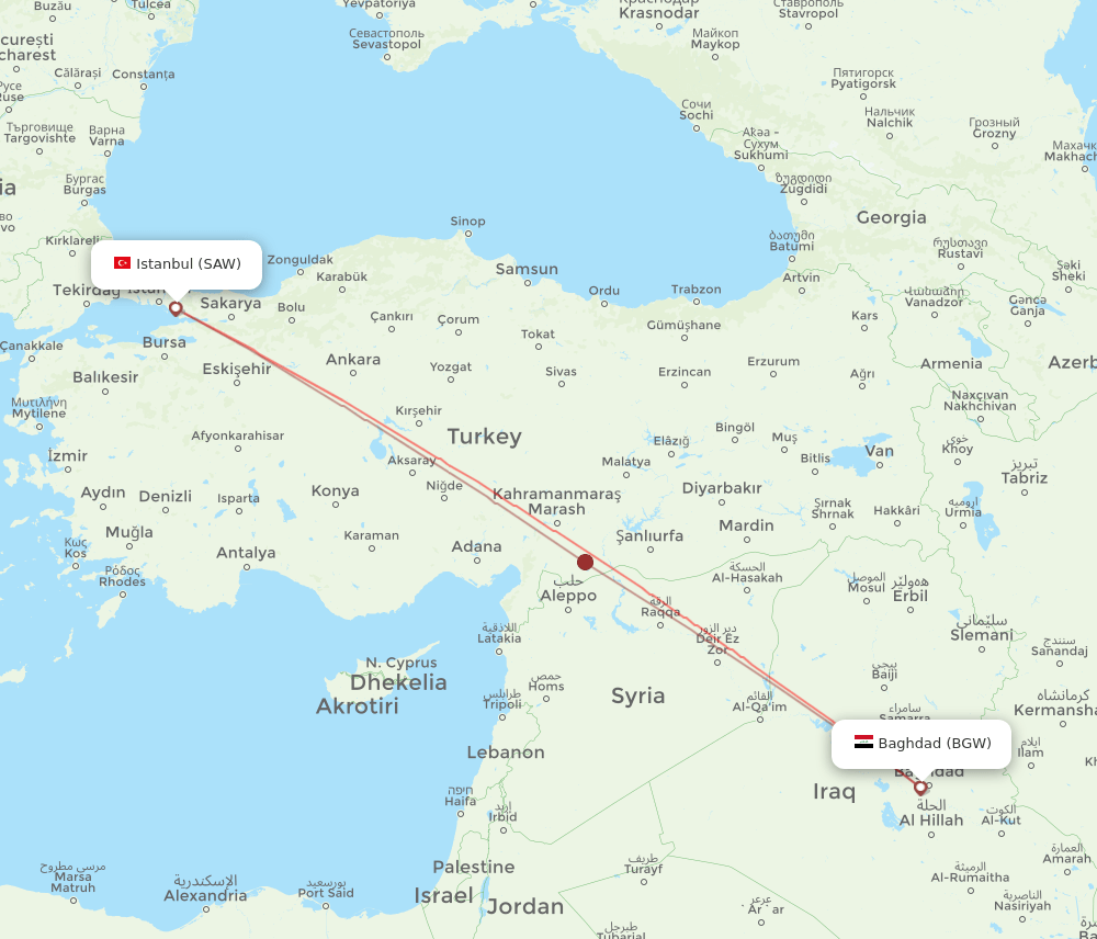 Flights From Baghdad To Istanbul Bgw To Saw Flight Routes