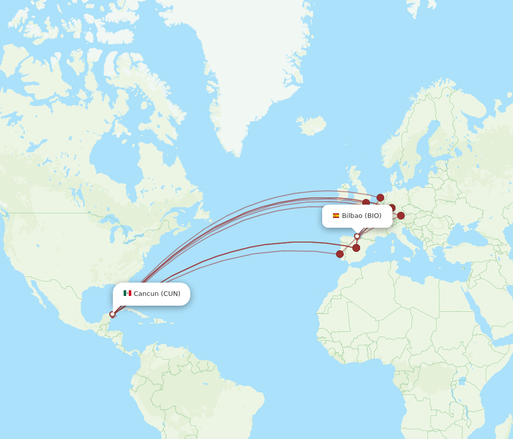 All Flight Routes From Bilbao To Cancun Bio To Cun Flight Routes