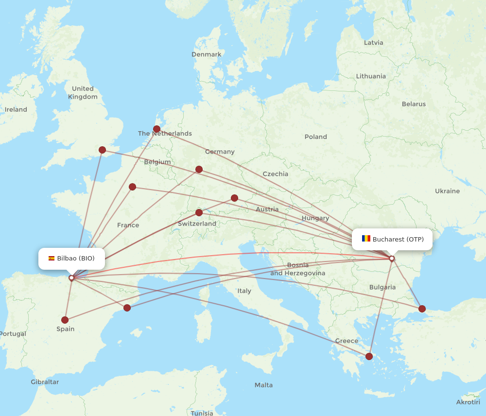 Flights From Bilbao To Bucharest Bio To Otp Flight Routes