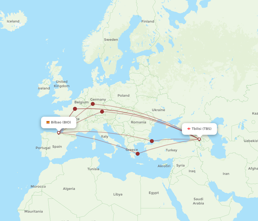 Flights From Bilbao To Tbilisi Bio To Tbs Flight Routes