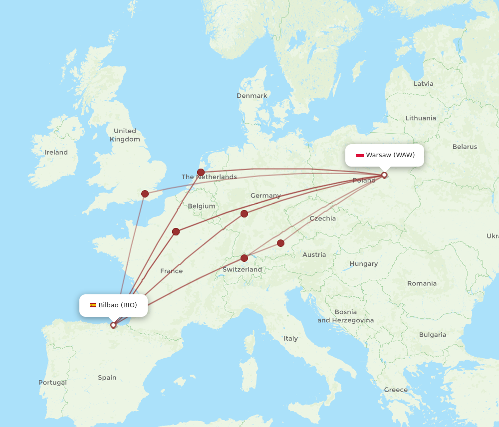 Flights From Bilbao To Warsaw Bio To Waw Flight Routes