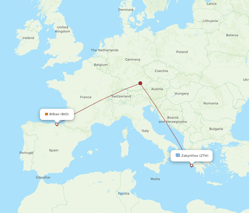 All Flight Routes From Bilbao To Zakinthos BIO To ZTH Flight Routes