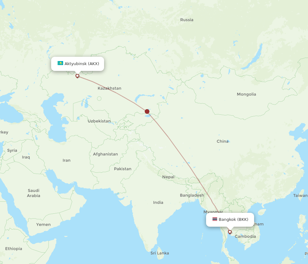 All Flight Routes From Aktobe To Bangkok Akx To Bkk Flight Routes