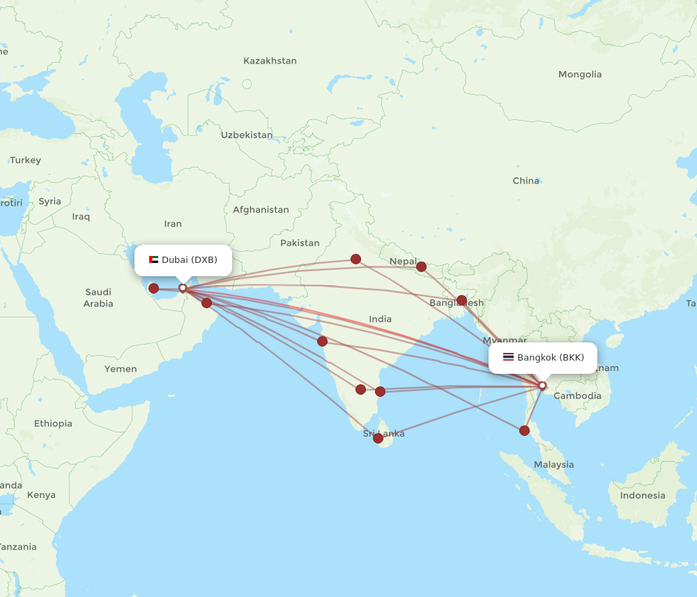 All Flight Routes From Bangkok To Dubai Bkk To Dxb Flight Routes