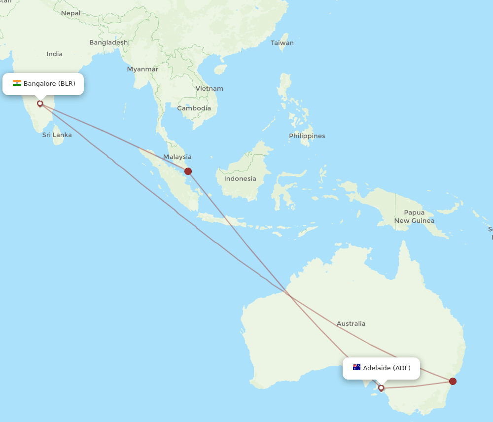 All Flight Routes From Bengaluru To Adelaide BLR To ADL Flight Routes