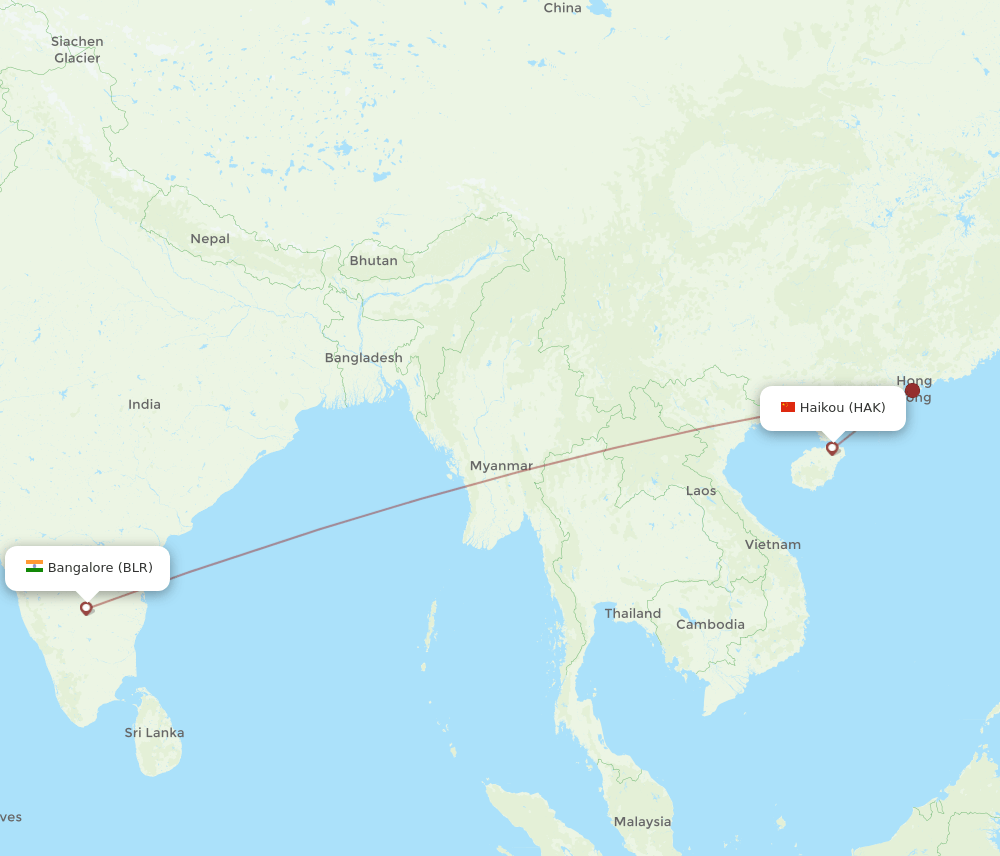 All Flight Routes From Bengaluru To Haikou BLR To HAK Flight Routes