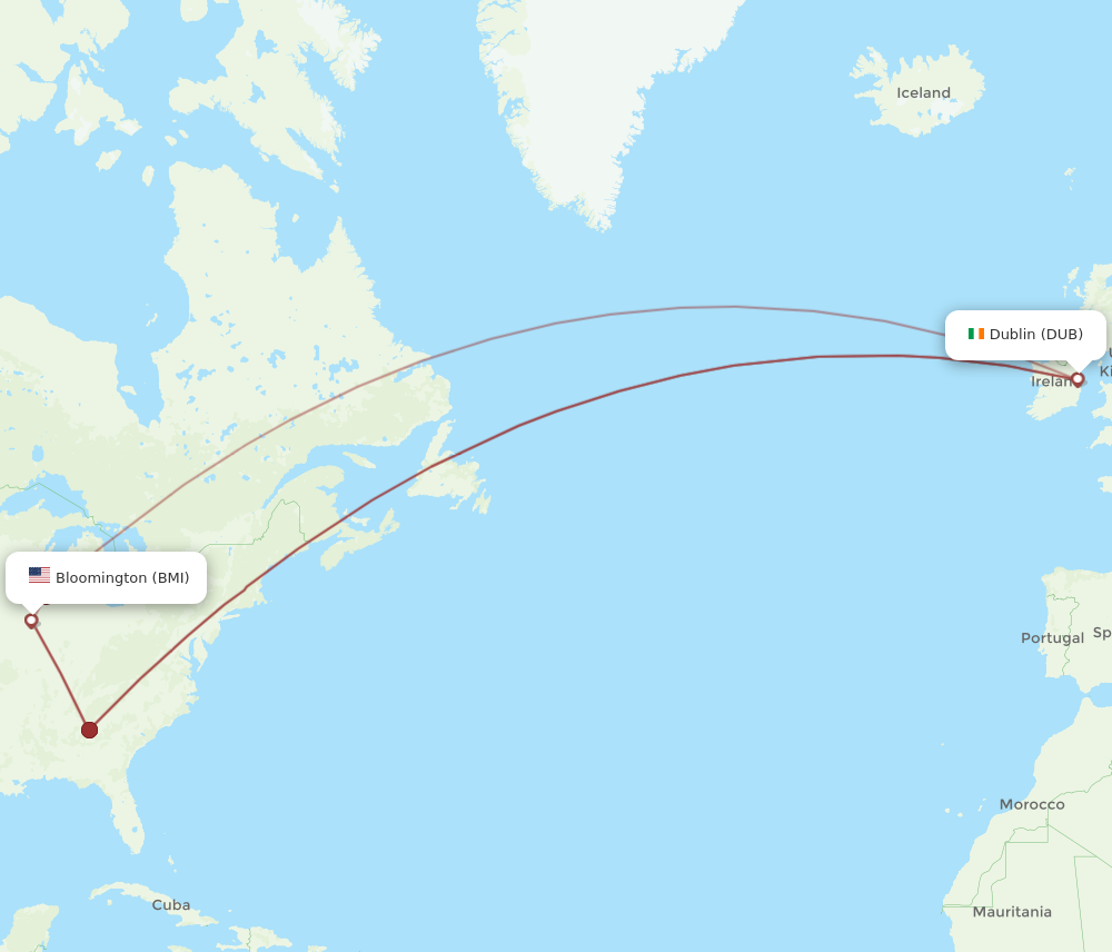 Flights From Bloomington To Dublin Bmi To Dub Flight Routes