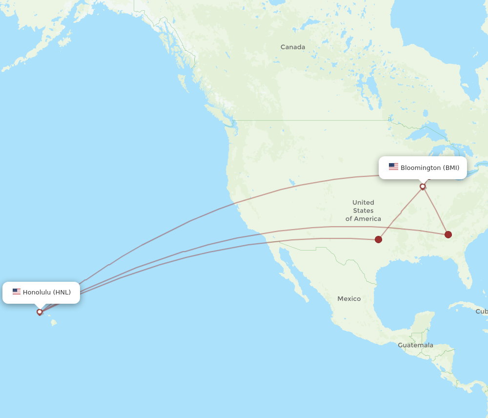 All Flight Routes From Bloomington To Honolulu BMI To HNL Flight Routes