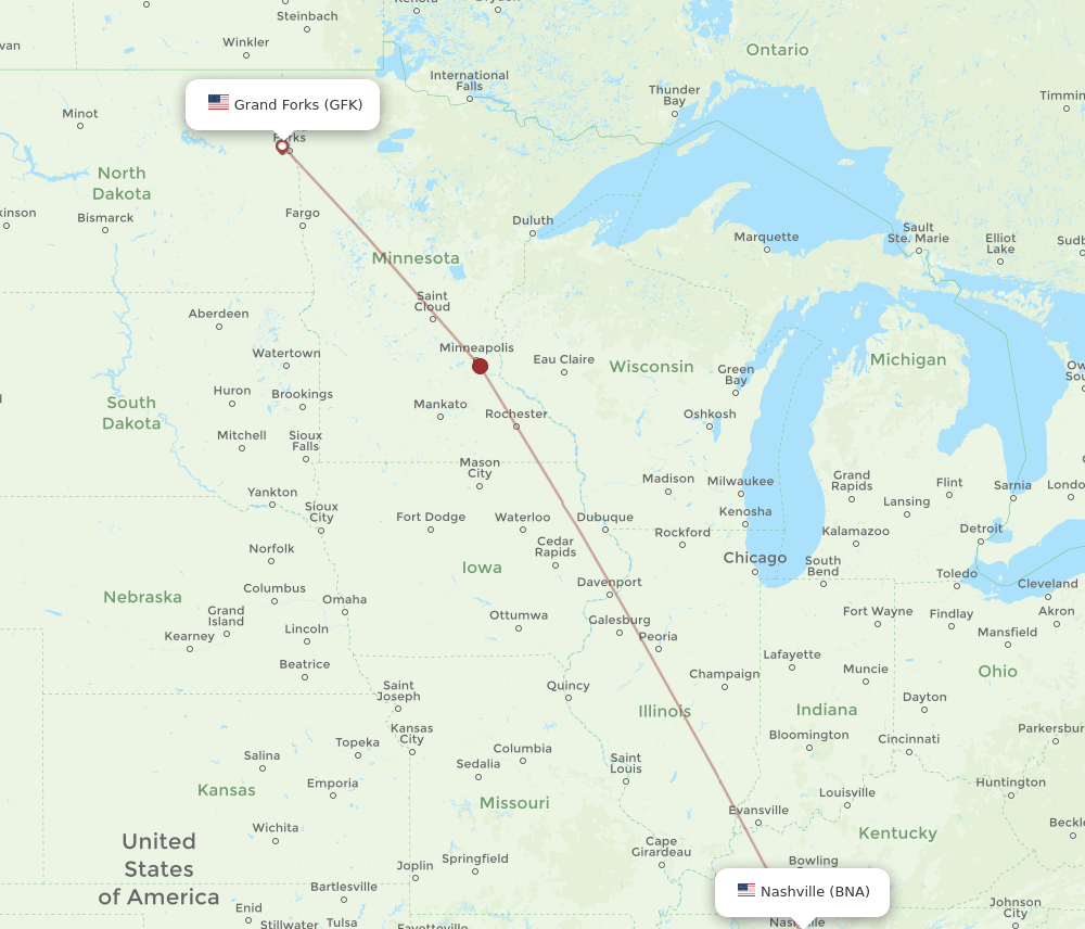 Flights From Nashville To Grand Forks Bna To Gfk Flight Routes