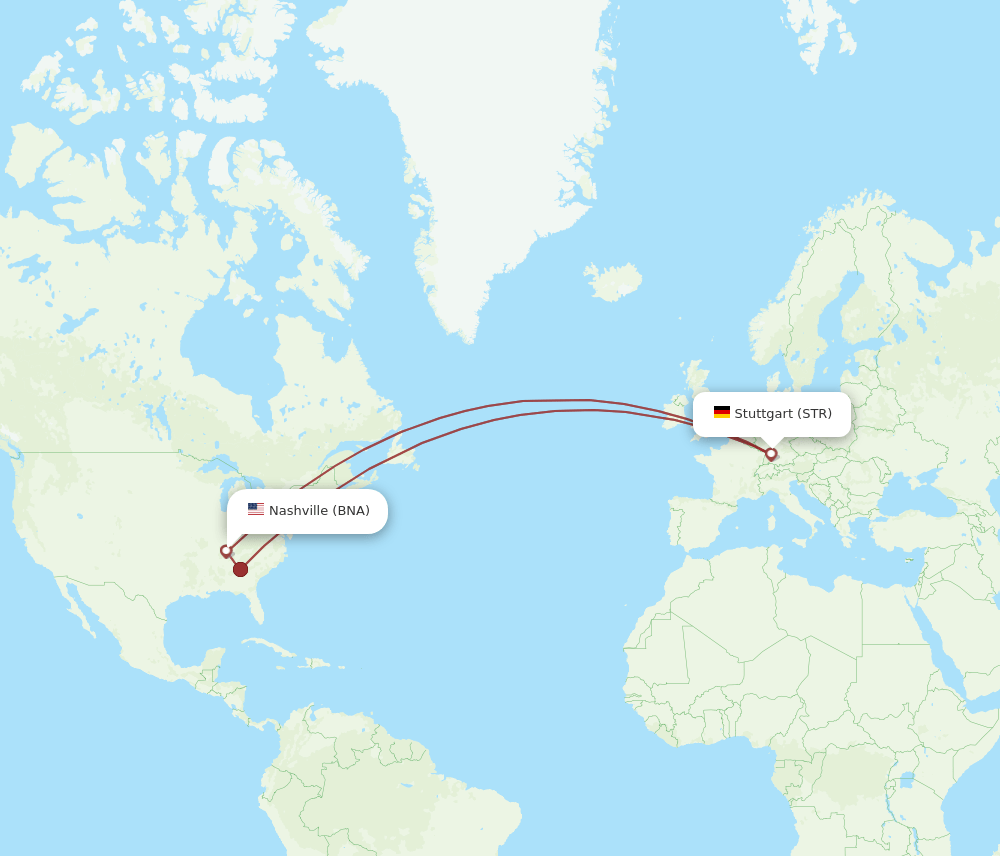 All Flight Routes From Nashville To Stuttgart Bna To Str Flight Routes