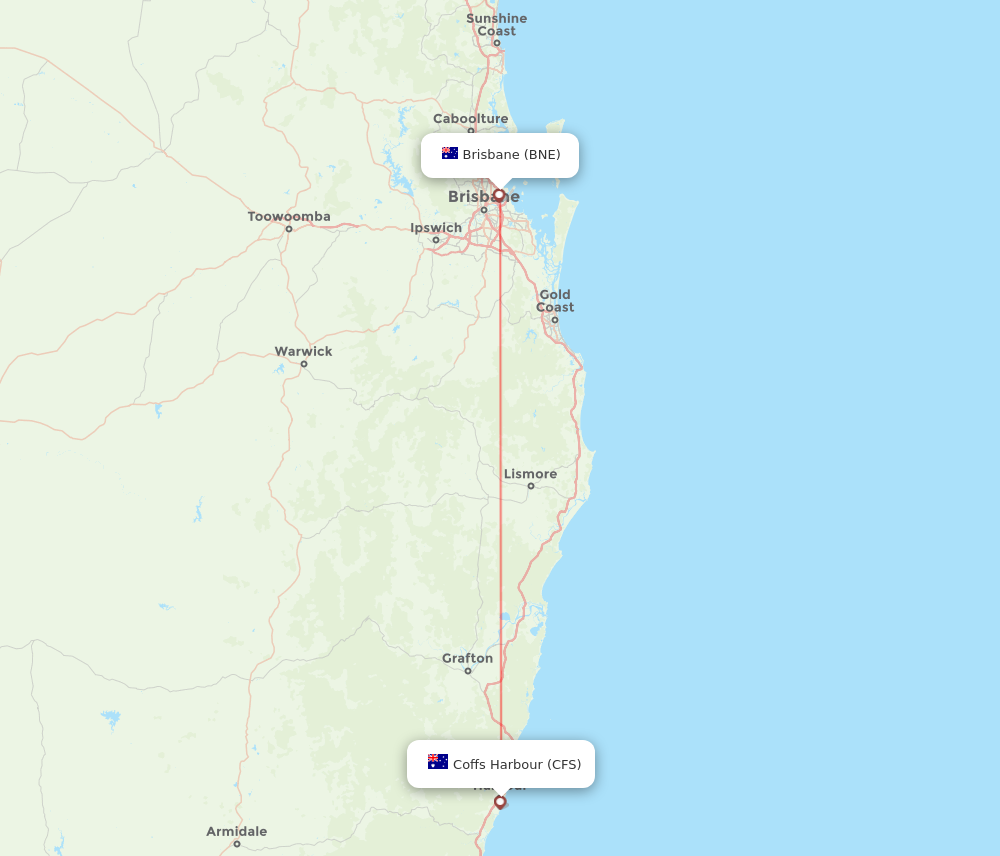 Flights From Brisbane To Coffs Harbour BNE To CFS Flight Routes