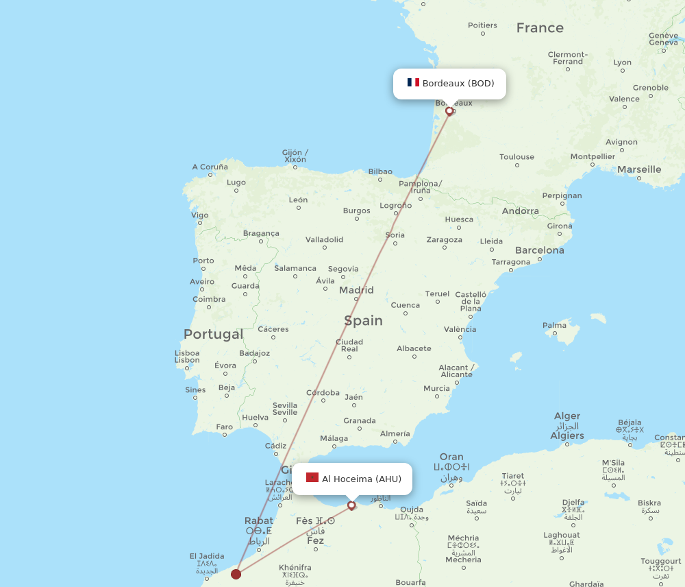 Flights From Al Hoceima To Bordeaux AHU To BOD Flight Routes