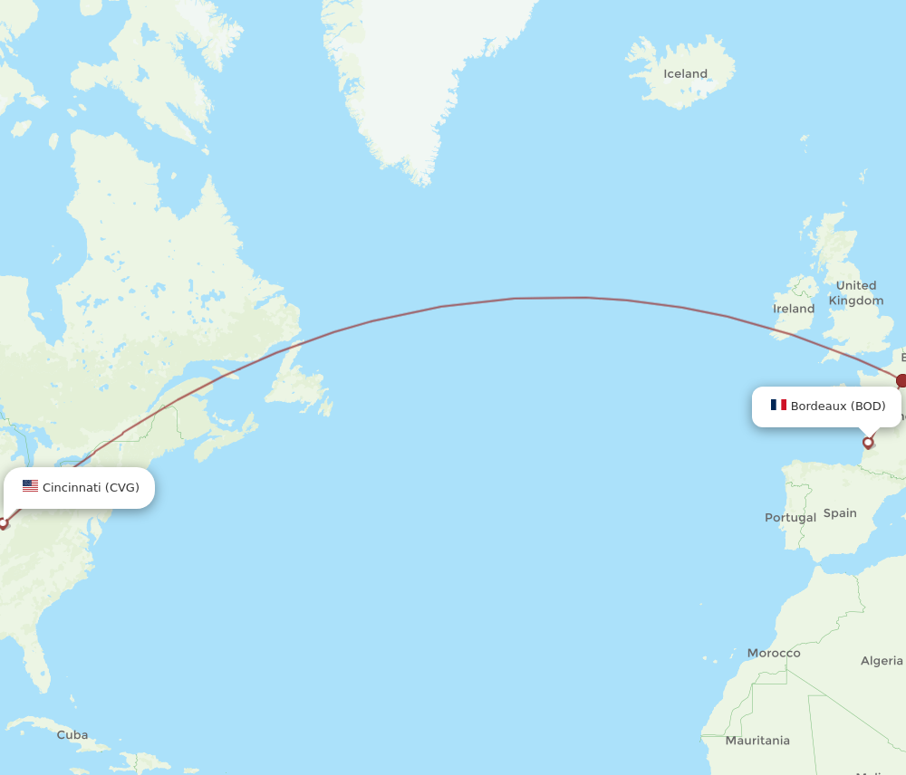 Flights From Bordeaux To Cincinnati BOD To CVG Flight Routes