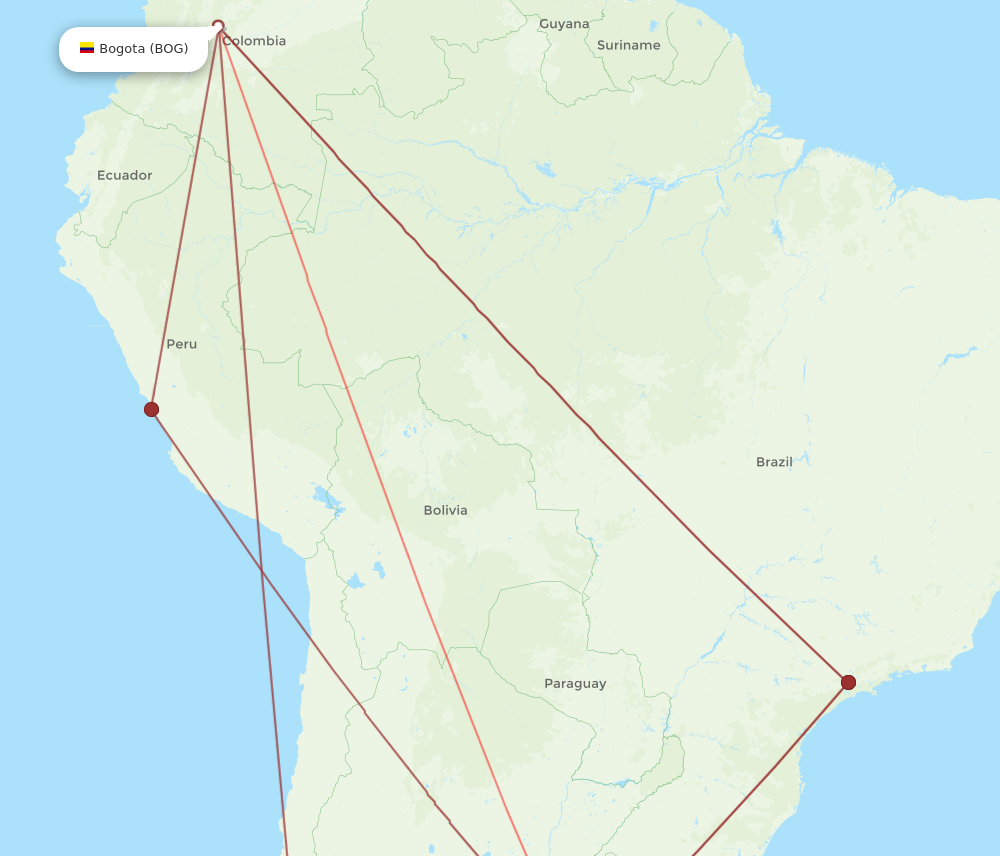 All Flight Routes From Bogota To Buenos Aires BOG To AEP Flight Routes