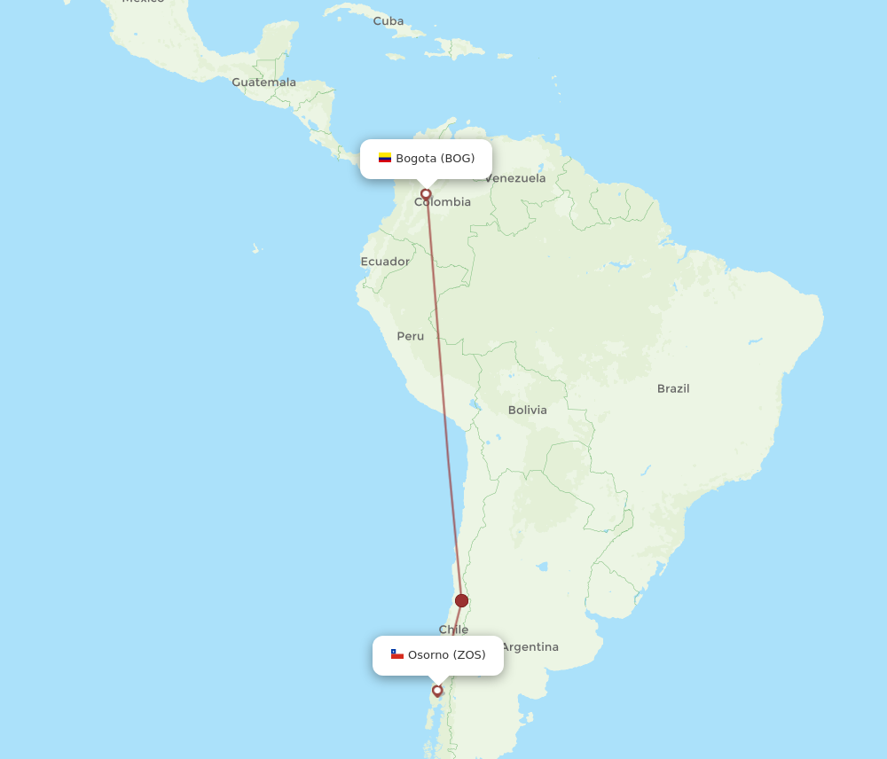 Flights From Bogota To Osorno Bog To Zos Flight Routes