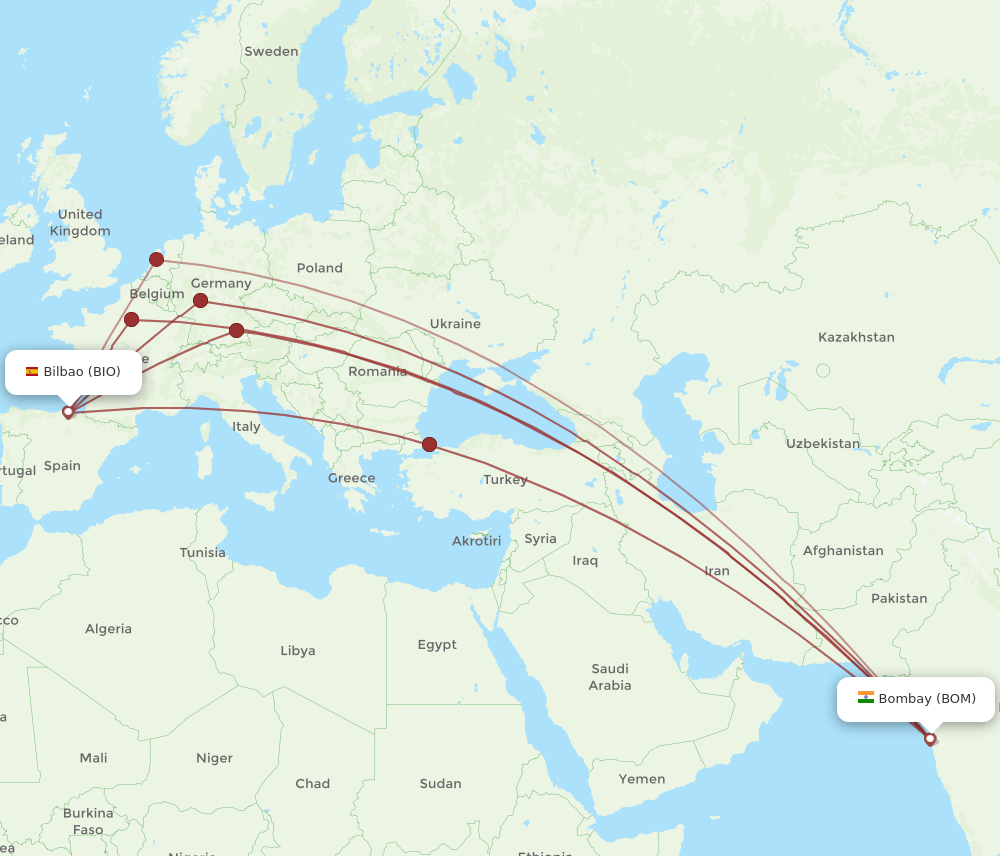 Flights From Mumbai To Bilbao Bom To Bio Flight Routes