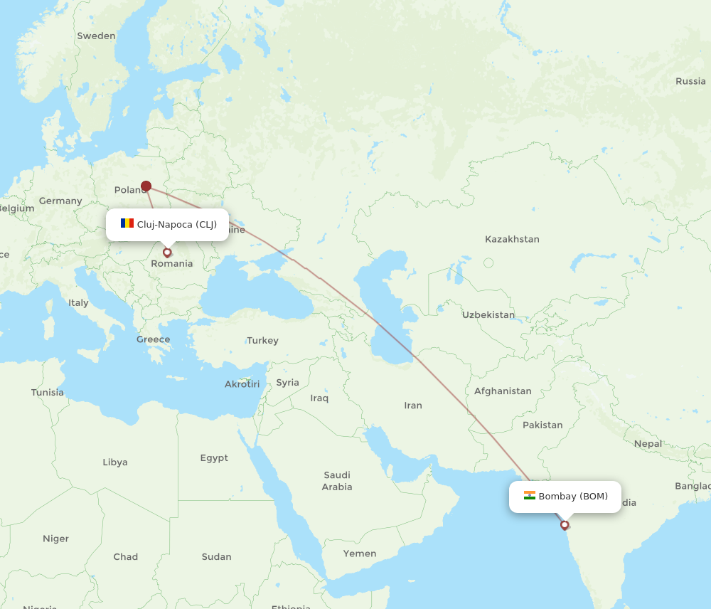 Flights From Mumbai To Cluj Napoca Bom To Clj Flight Routes