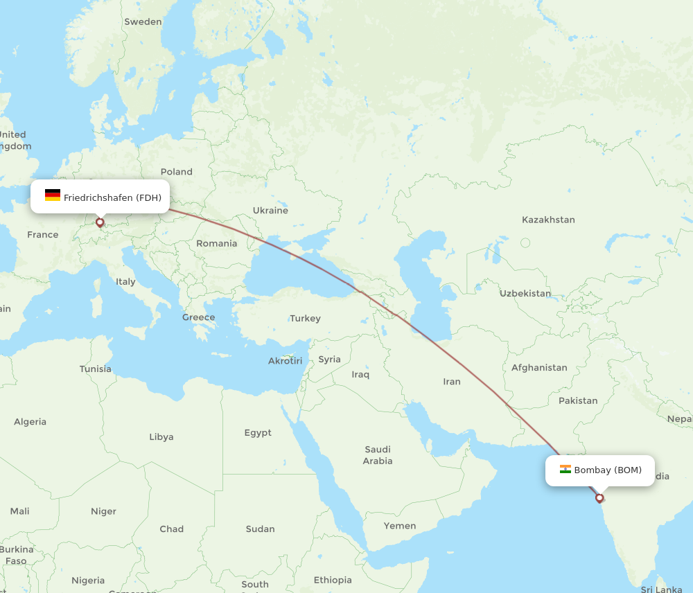 All Flight Routes From Mumbai To Friedrichshafen BOM To FDH Flight